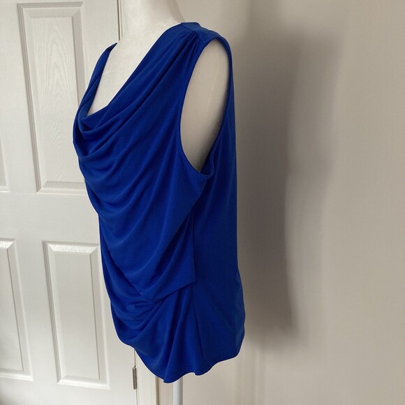 Lane Bryant Womens Sleeveless Blouse Blue Size 14/16 Draped Top Stretch Knit - Picture 6 of 10